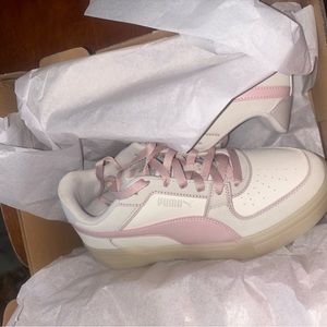 Puma Women's Pink and White Sneakers